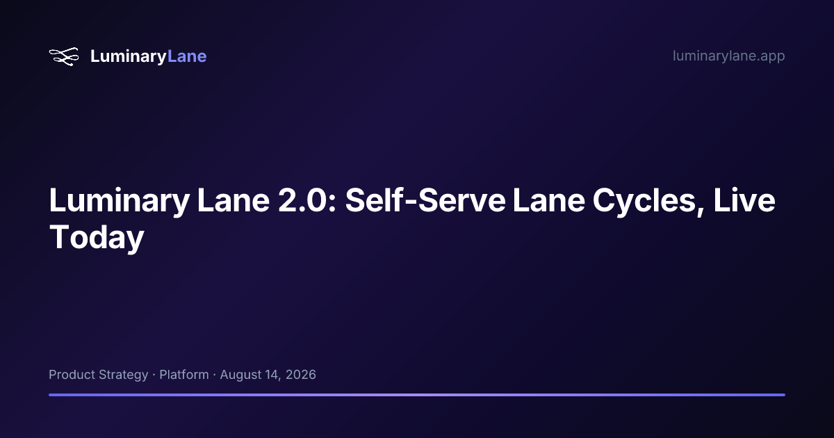 Luminary Lane 2.0: Self-Serve Lane Cycles, Live Today