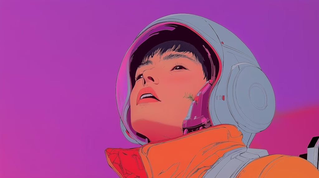 Contemplative Astronaut Illustration of an astronaut in a white space helmet floating calmly against a cosmic background, symbolizing real-time reputation and crisis management for decentralized trust in Web3