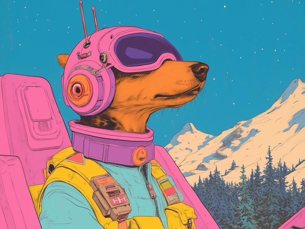 Dog Astronaut in Spacecraft Dog astronaut in spacecraft highlighting seamless integration with marketing tools.